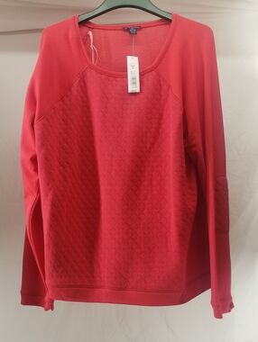 Women's Quilted Long-Sleeve Sweater - Red